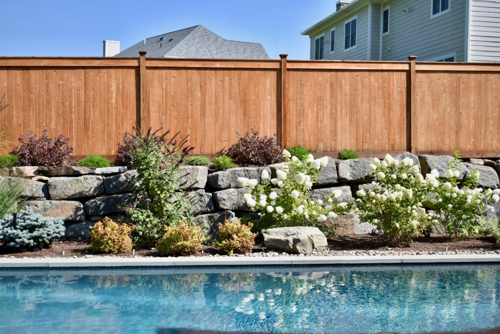 Wood fence with pool